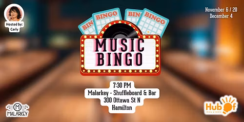 MUSIC BINGO Thursdays at Malarkey - Hamilton