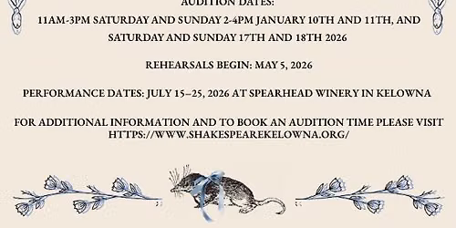 Auditions - Shakespeare Kelowna presents The Taming of The Shrew