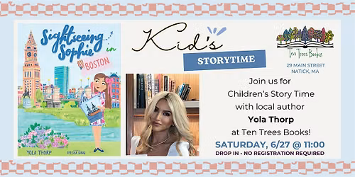 "Sightseeing Sophie in Boston" Storytime with Author Yola Thorp
