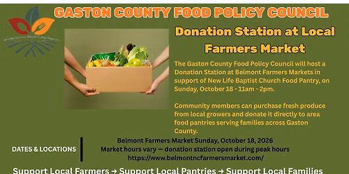 Donation Station at the Belmont Farmers Market in support of New Life Baptist Church Food Pantry