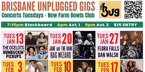 The BUg - Brisbane Unplugged Gigs Concerts - Tuesdays at New Farm Bowls Club