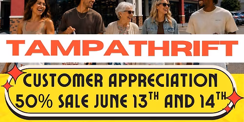 Customer Appreciation. 50% Sale June 13th and 14th. Gift Card Giveaway! All three locations.