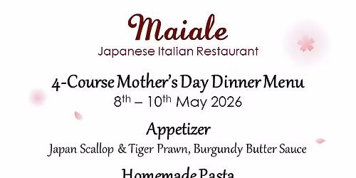 Mother's Day 4-course per person Dinner Menu 2026