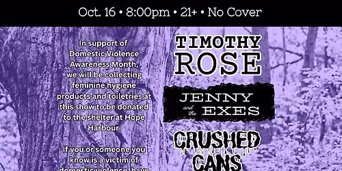 Jenny and the Exes + Timothy Rose + Crushed Cans + Holden Thomas