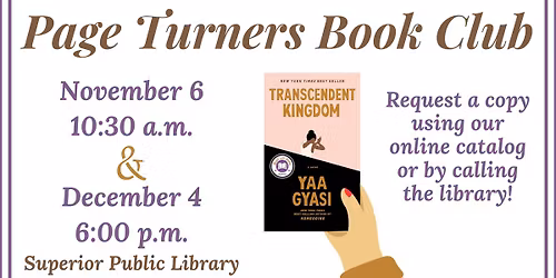 Page Turners Book Club -- Transcendent Kingdom by Yaa Gyasi