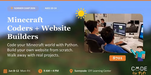 Summer Camp Begins June 8th: MineCraft Coders + Website Builders