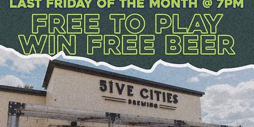 MUSIC BINGO @ Five Cities Brewing (Bettendorf, IA) \/ Last Friday of the Month @ 7pm