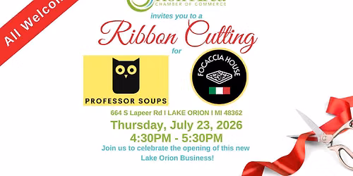 Ribbon Cutting for Professor Soups\/Focaccia House