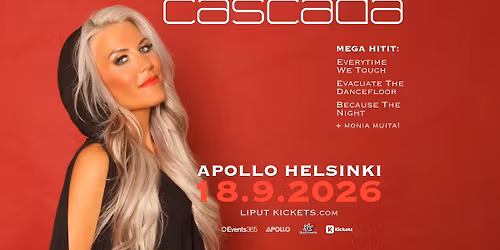 CASCADA LIVE \u2013 APOLLO HELSINKI 18.9.2026
