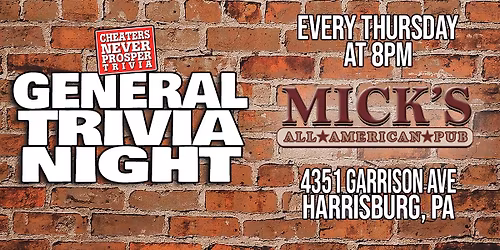 Weekly General Trivia at Mick's All American Pub - Linglestown