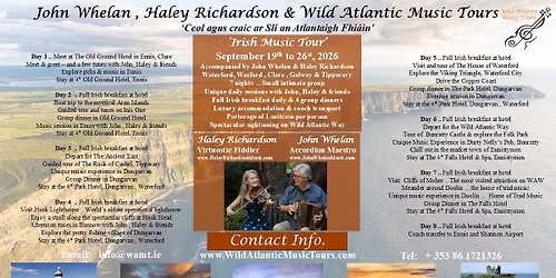 John Whelan & Haley Richardson September 19 - 26 , 2026