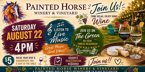 Painted Horse Winery Meet-up: $5 reserves your seat-Reservation required