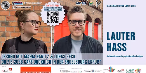 Lesung: \u201eLauter Hass. Antisemitismus als popkulturelles Ereignis\u201c | 7.5.26 Caf\u00e9 DuckDich