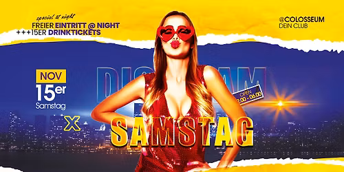 \ud83c\udf89 DISCO AM SAMSTAG \u2013 Colosseum Neubrandenburg! \ud83c\udf89