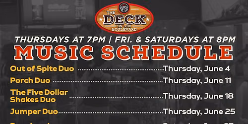 Live Music on The Deck: The 5 Dollar Shakes Duo