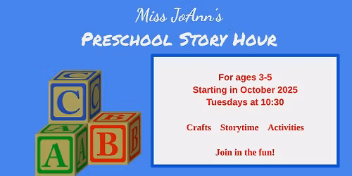 Miss JoAnn's Preschool Story Hour!