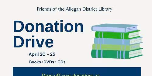 Book Donation Drive at Allegan District Library