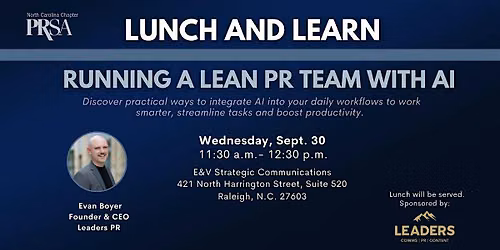 NCPRSA Lunch and Learn: Running a Lean PR Team With AI