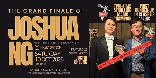 This week at TakeOut Comedy - Joshua Ng