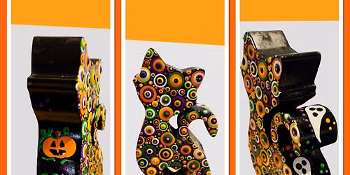 Whimsical Dotted Halloween Cat Painting Class 