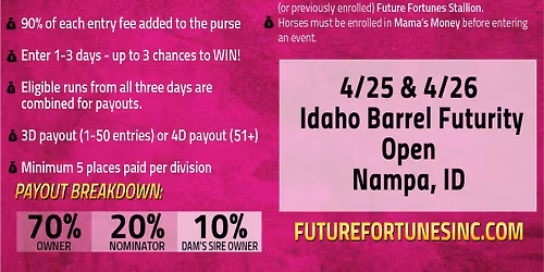 Mama\u2019s Money Incentive at Idaho Barrel Futurity \u2013 Open Race 