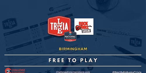 Weekly Live Trivia Nights at Rock N Roll Sushi - Birmingham - Colonnade