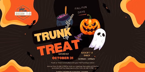 \ud83c\udf83 Fall Fun Days: Trunk or Treat at Rockin T-R Ranch! \ud83d\udc7b