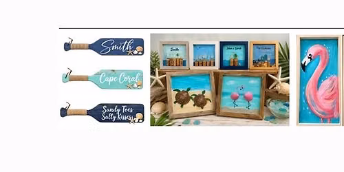 Coastal Wood Oar, Sea Glass Bird & Painted Panel Craft Workshop-Bubbas Roadhouse & Saloon CAPE CORAL