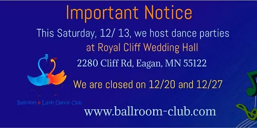 This Saturday dance in Eagan: lesson 6:30-8 pm for Tango & Swing; dance party 8-10PM