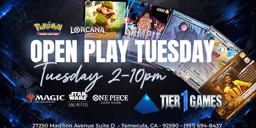 Open Play Tuesdays!
