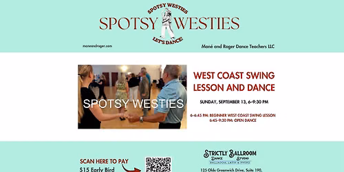 West Coast Swing Social Dance in Fredericksburg, VA, hosted by Spotsy Westies \/ Man\u00e9 and Roger