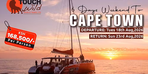 6 Days Cape town tour from 18th to 23rd Aug, 2026 @ksh 168,500