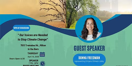Guest Speaker: Donna Freedman from Citizens Climate Lobby