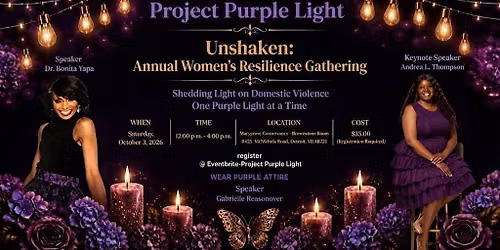 Project Purple Light  Unshaken Annual Women's Resilience Gathering