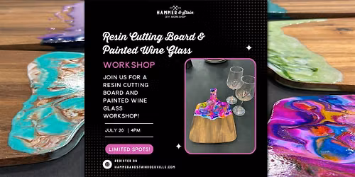 Resin Cutting Board & Painted Wine Glass