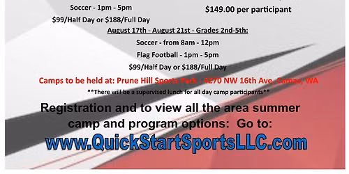 QuickStart Sports Summer Flag Football Camp August