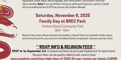 20 Year Class Reunion Family Day