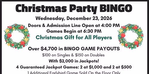 Save the Date for Christmas Party Bingo