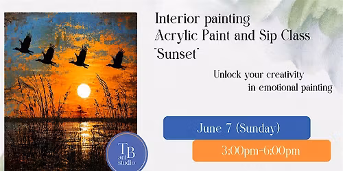Interior painting Acrylic+texture+gold leaf - Sunset