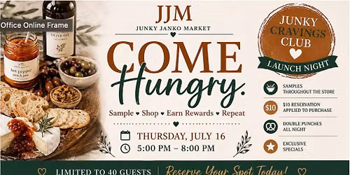 Junky Cravings Club Launch Night: Come Hungry