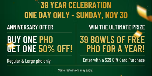 Celebrate 39 Years With Us! One-Day-Only Anniversary Deals