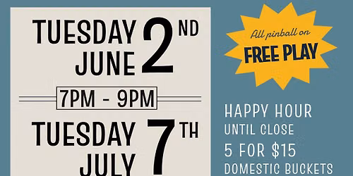 July Pinball & Pints at the Three Legged Dog