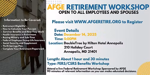 FERS\/CSRS Benefits Workshop Annapolis - 12\/14\/25