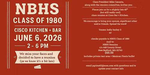 NBHS Class of 1980 Reunion