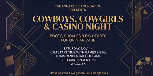 Cowboys, Cowgirls and Casino Night- Bet "all in" for the Anna Cheri Foundation 2026 fundraiser