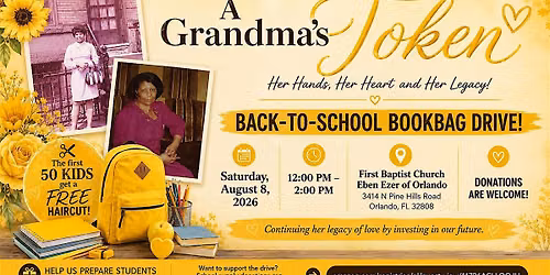A Grandma's Token: Back-to-School Bookbag Drive