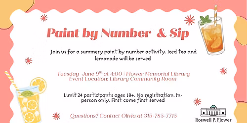 Ages 18+ Paint by Number and Sip