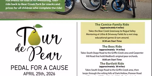 Tour de' Pear Family Bike Ride hosted by the Medford Pear Blossom