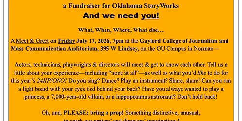 MEET & GREET \/ ACTORS & TECHS \/ 24-HOUR PLAYS