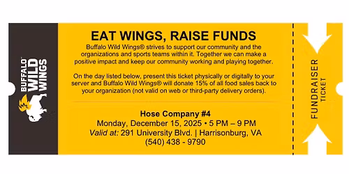 Hose Company Buffalo Wild Wings Fundraiser